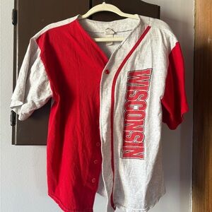 Vintage Red and Gray Wisconsin Baseball Jersey